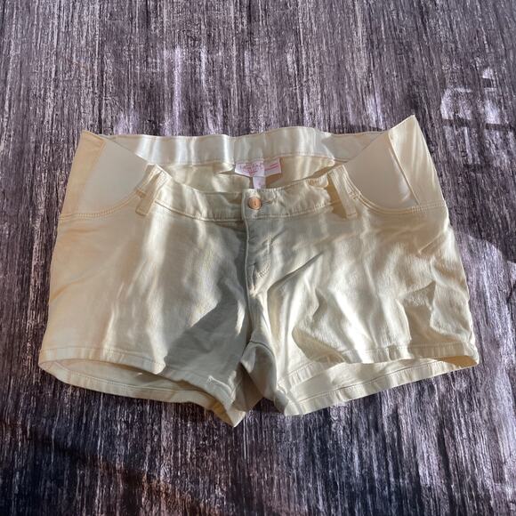 Isabel Womens Slim-Fit Mid Rise Single Button Shorts Pockets Size 6 Cream - Picture 1 of 2